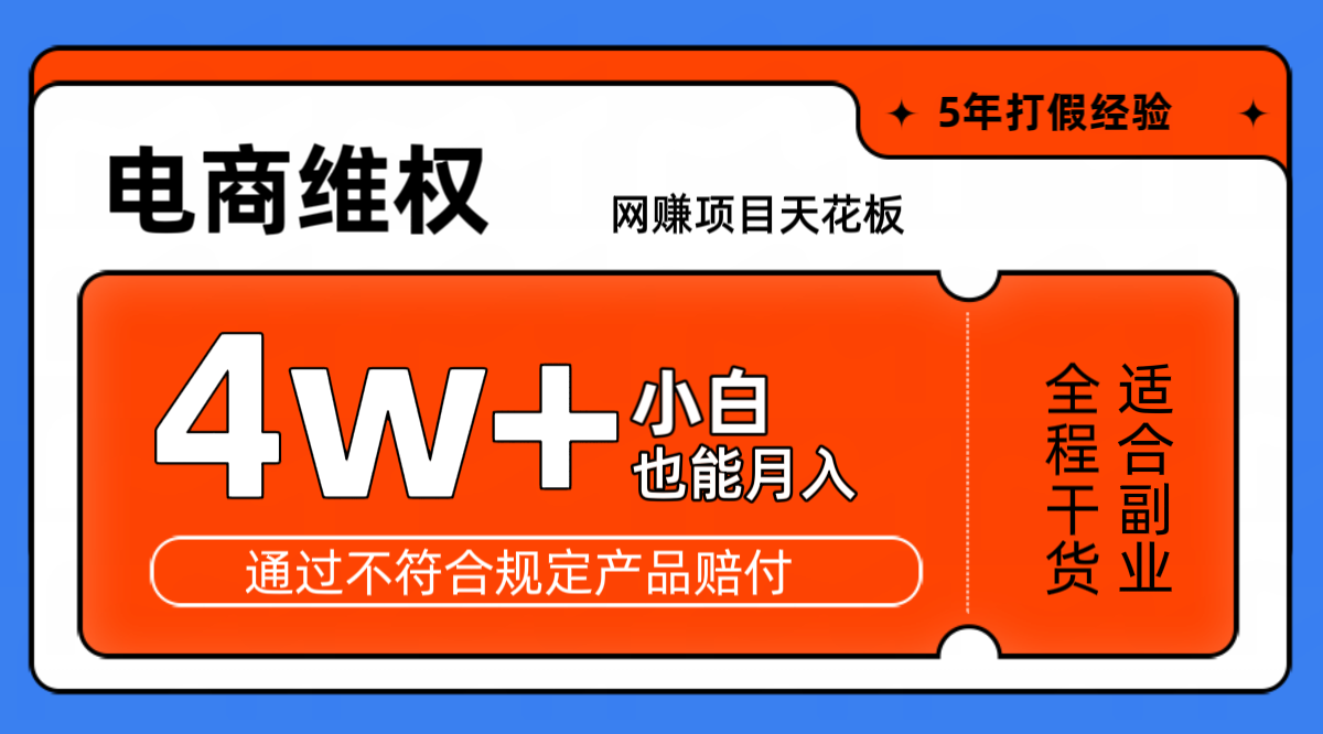 网赚项目天花板电商购物维权月收入稳定4w+独家玩法小白也能上手 - 小毅网创-小毅网创