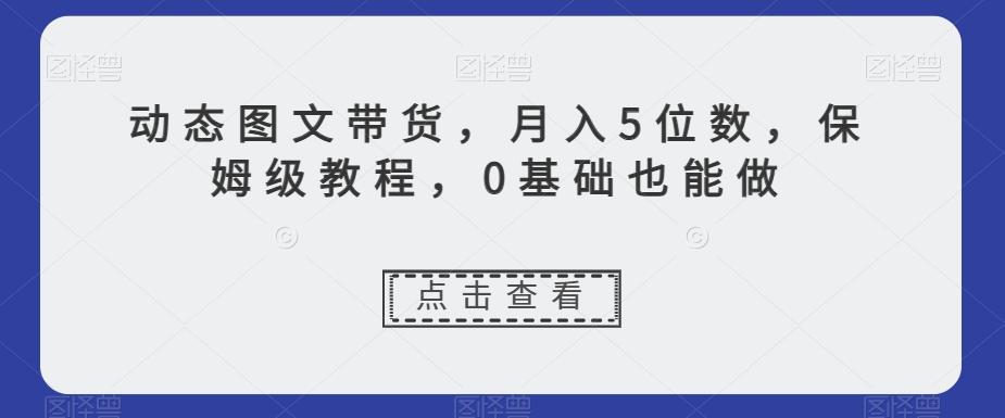 动态图文带货，月入5位数，保姆级教程，0基础也能做【揭秘】-小毅网创