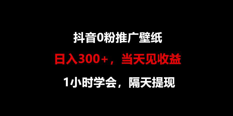 日入300+，抖音0粉推广壁纸，1小时学会，当天见收益，隔天提现 - 小毅网创-小毅网创