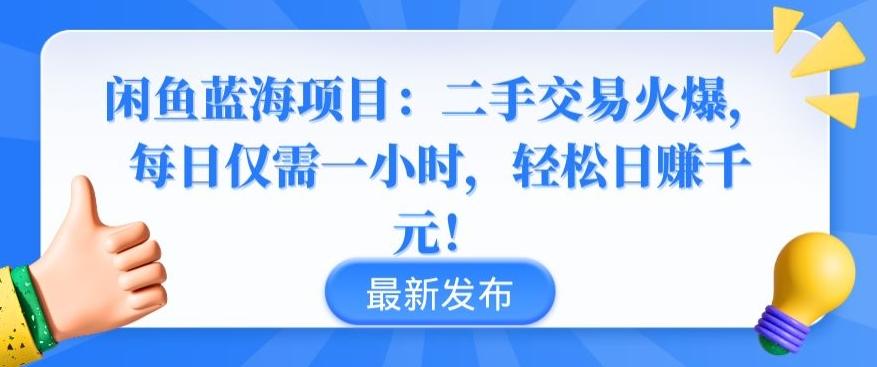 闲鱼蓝海项目：二手交易火爆，每日仅需一小时，轻松日赚千元【揭秘】-小毅网创