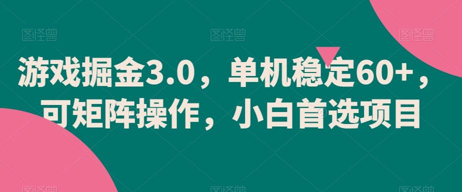 游戏掘金3.0，单机稳定60+，可矩阵操作，小白首选项目【揭秘】 - 小毅网创-小毅网创
