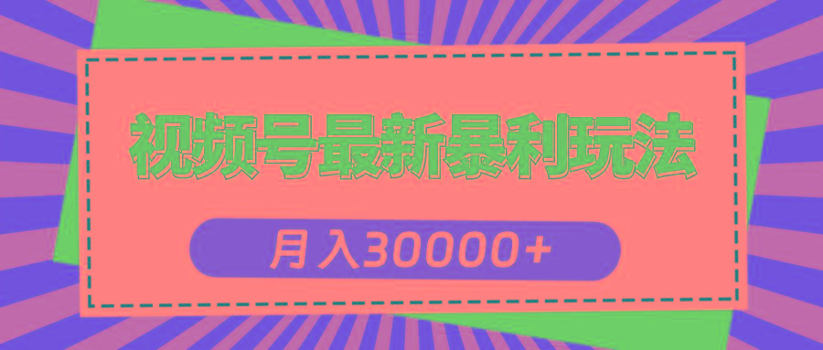 视频号最新暴利玩法，轻松月入30000+ - 小毅网创-小毅网创