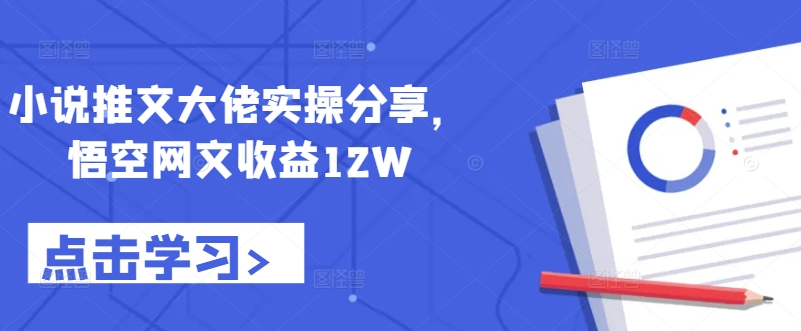 小说推文大佬实操分享，悟空网文收益12W - 小毅网创-小毅网创