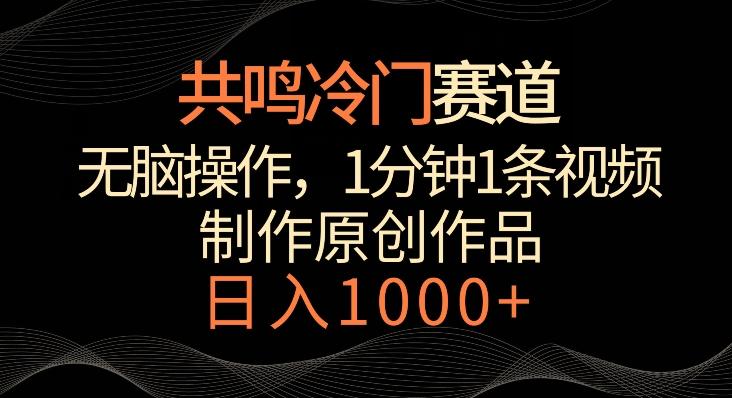 共鸣冷门赛道，无脑操作，一分钟一条视频，日入1000+【揭秘】 - 小毅网创-小毅网创