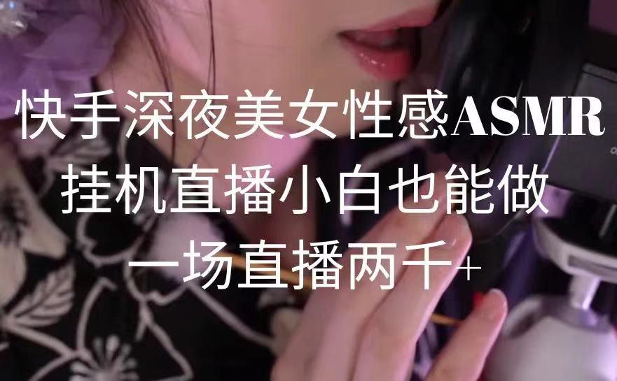 快手深夜美女性感ASMR挂机直播，小白也能做，一场直播两千+ - 小毅网创-小毅网创