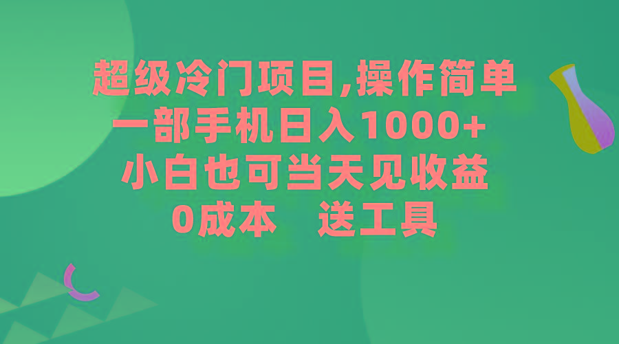 (9291期)超级冷门项目,操作简单，一部手机轻松日入1000+，小白也可当天看见收益 - 小毅网创-小毅网创