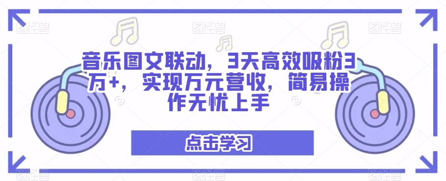 音乐图文联动，3天高效吸粉3万+，实现万元营收，简易操作无忧上手-小毅网创