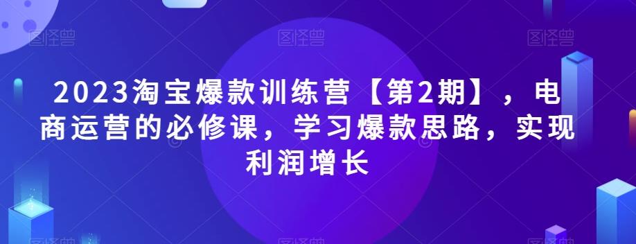 2023淘宝爆款训练营【第2期】，电商运营的必修课，学习爆款思路，实现利润增长 - 小毅网创-小毅网创