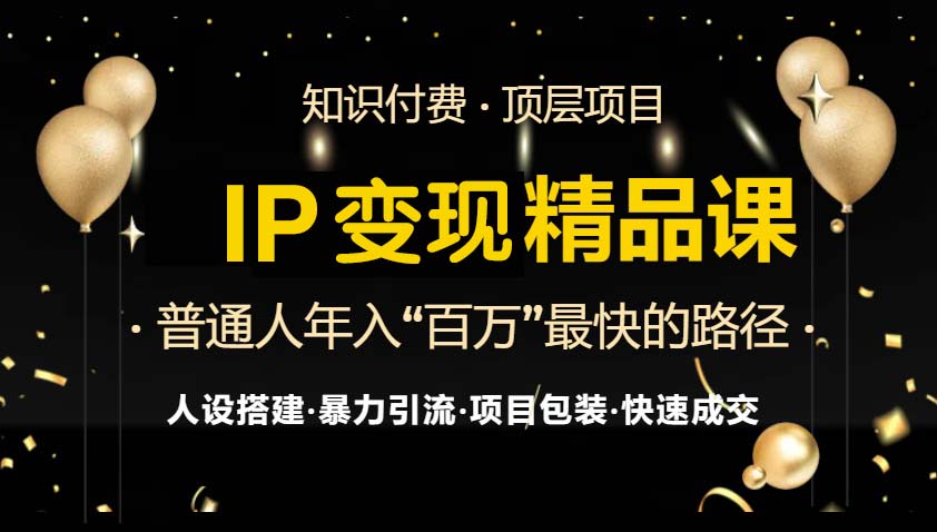IP变现最新精品课程，知识付费全流程+最强引流术+小白避坑指南-小毅网创