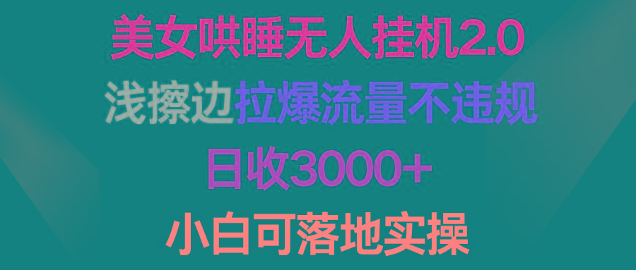 (9905期)美女哄睡无人挂机2.0，浅擦边拉爆流量不违规，日收3000+，小白可落地实操 - 小毅网创-小毅网创